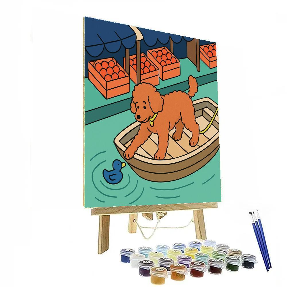 Canal Market With Dog In A Produce Boat DIY paint by numbers
