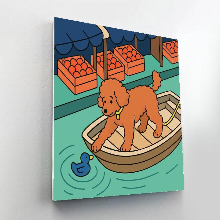 Canal Market With Dog In A Produce Boat DIY paint by numbers