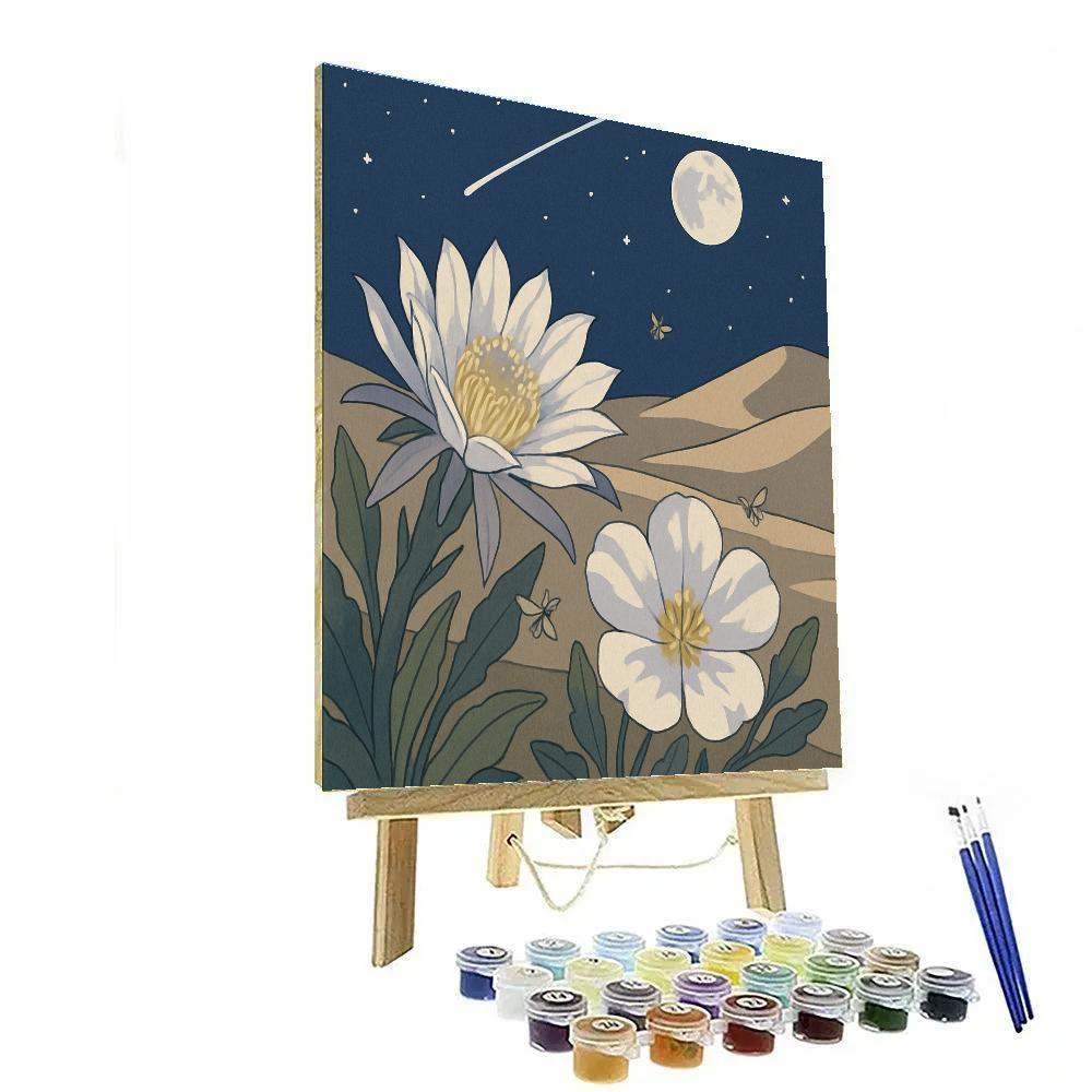 Moonlit Dunes With Flowers Number painting