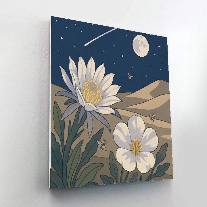 Moonlit Dunes With Flowers Number painting
