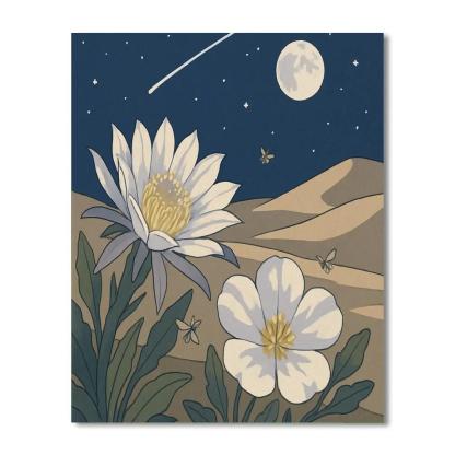 Moonlit Dunes With Flowers Number painting