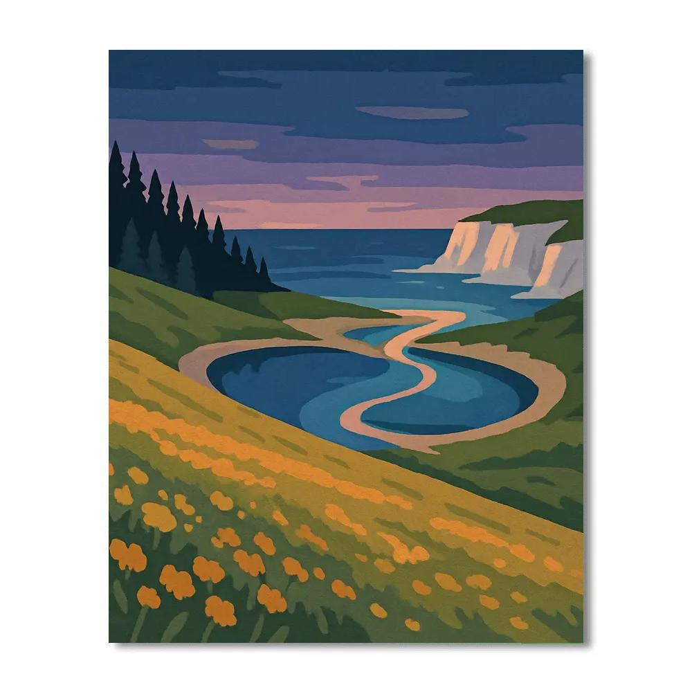 Meadow Horizon With Landscape Reflections paint by number
