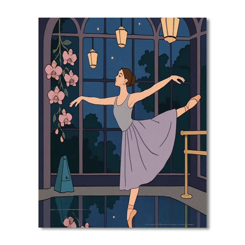 Moonlit Conservatory With Ballet Rehearsal paint by numbers