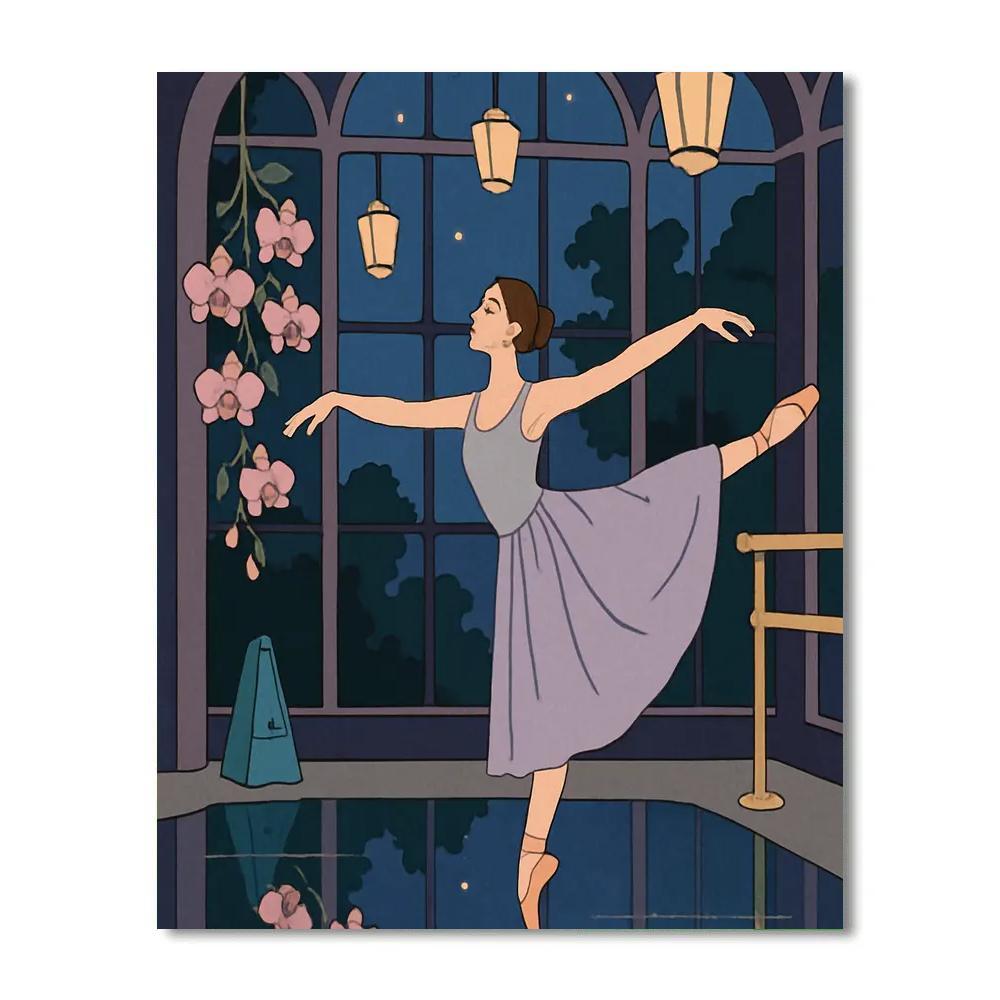 Moonlit Conservatory With Ballet Rehearsal paint by numbers