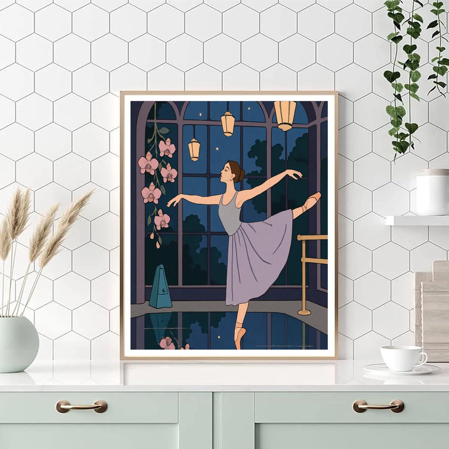 Moonlit Conservatory With Ballet Rehearsal paint by numbers