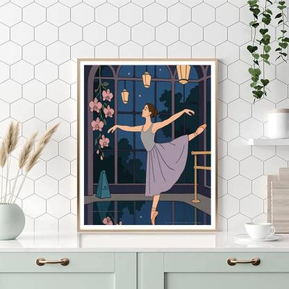 Moonlit Conservatory With Ballet Rehearsal paint by numbers
