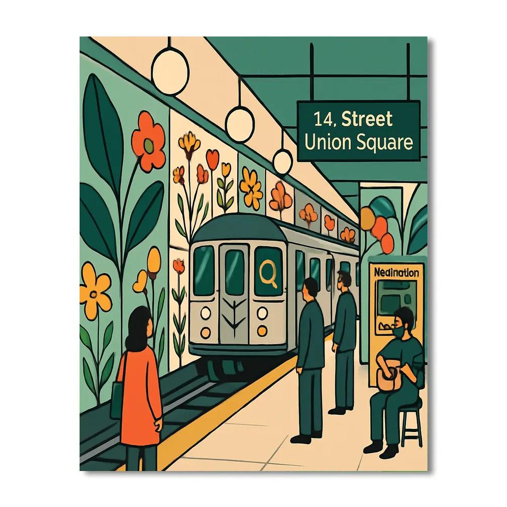 Botanical Subway Mosaic New York DIY paint by numbers