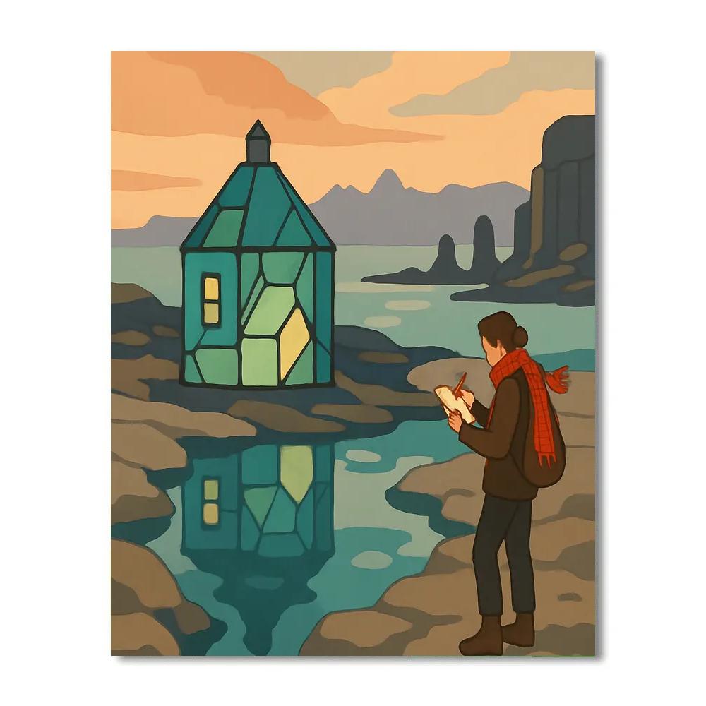 Glass Tidepool Bothy With Scotland Light paint by number