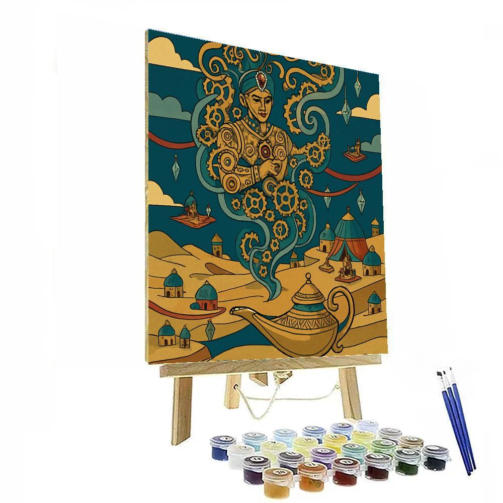 Clockwork Djinn In Fantasy Lantern Bazaar Numbered painting kits