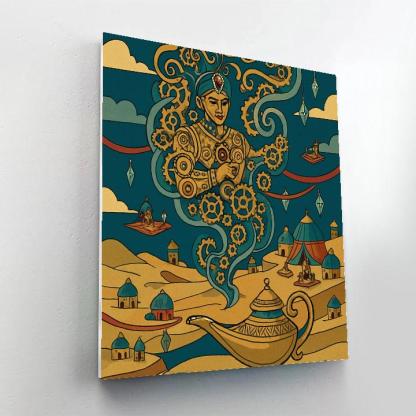 Clockwork Djinn In Fantasy Lantern Bazaar Numbered painting kits