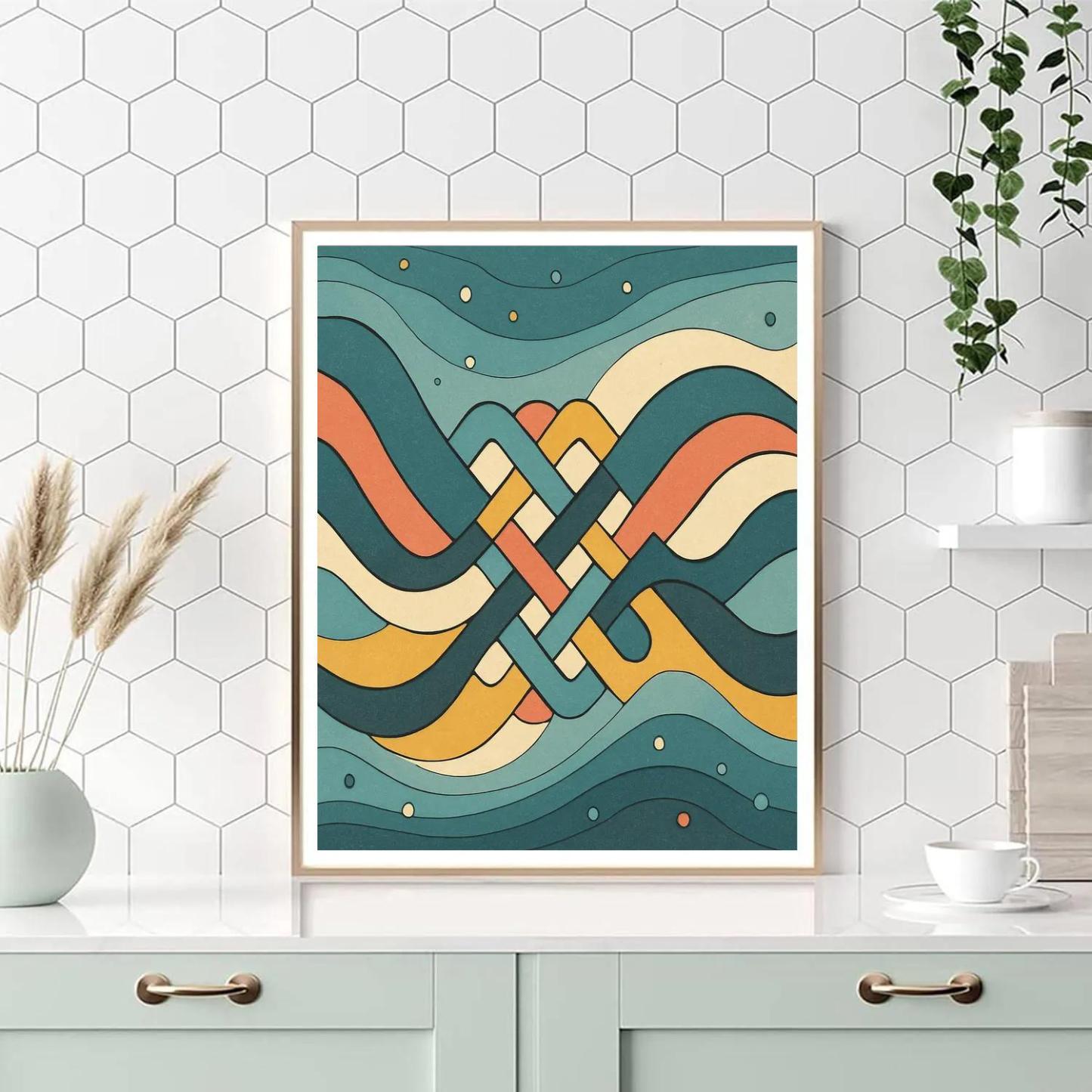 Tidal Lattice In Abstract Motion paint by color