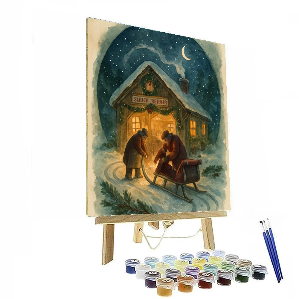 Starlit Sleigh Workshop In A Glass Snowglobe Valley paint by number