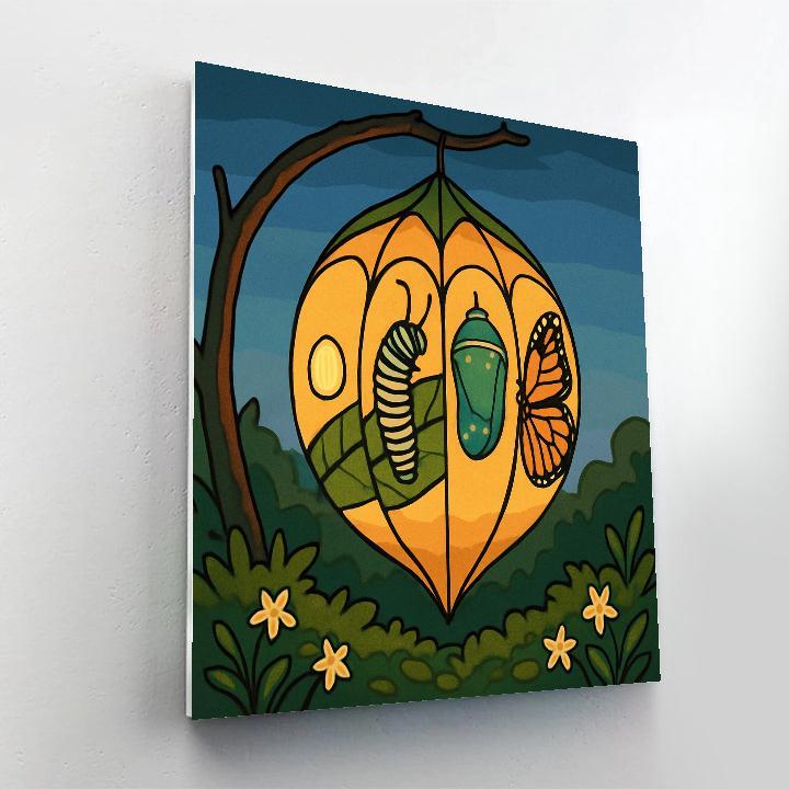 Metamorphosis Lantern With Butterfly Motifs Numbered painting kits