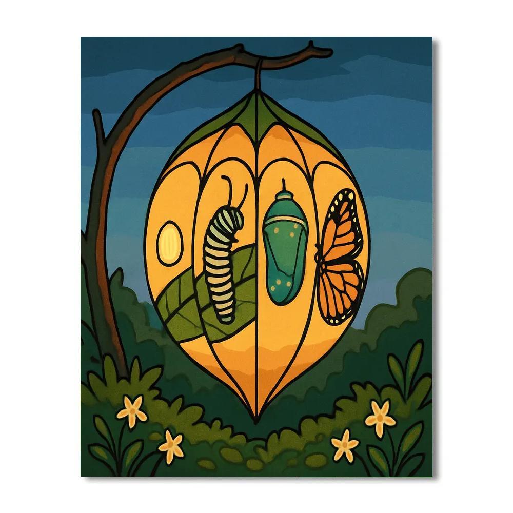 Metamorphosis Lantern With Butterfly Motifs Numbered painting kits