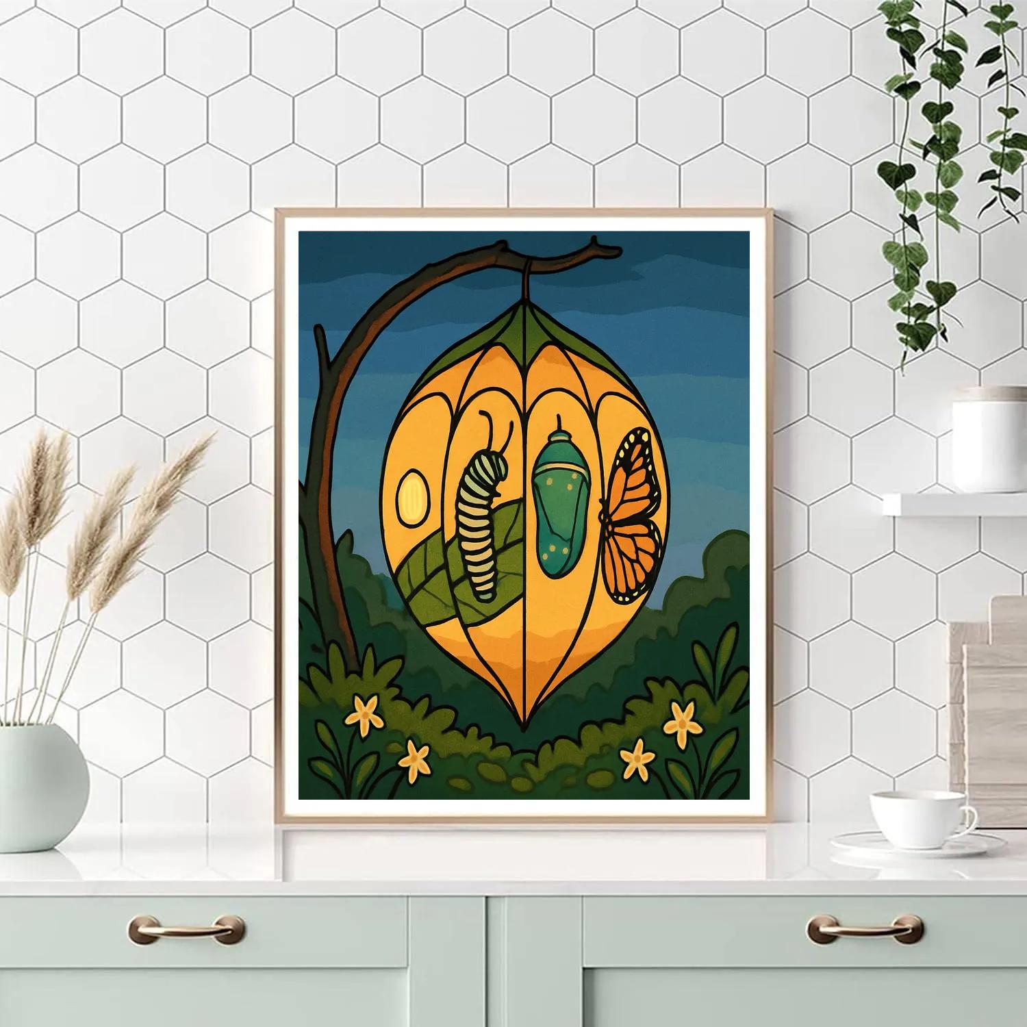 Metamorphosis Lantern With Butterfly Motifs Numbered painting kits