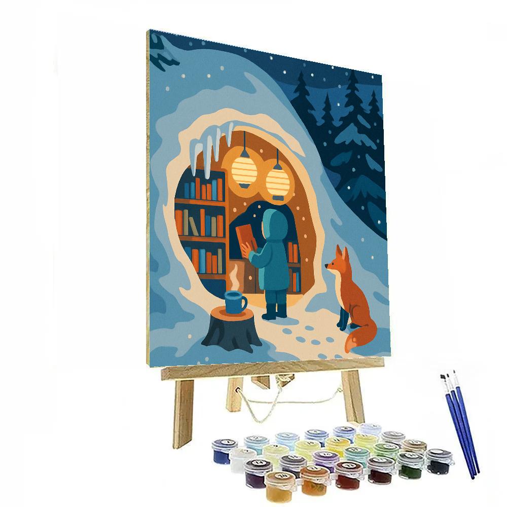 Lantern Library Winter Alcove paint by number