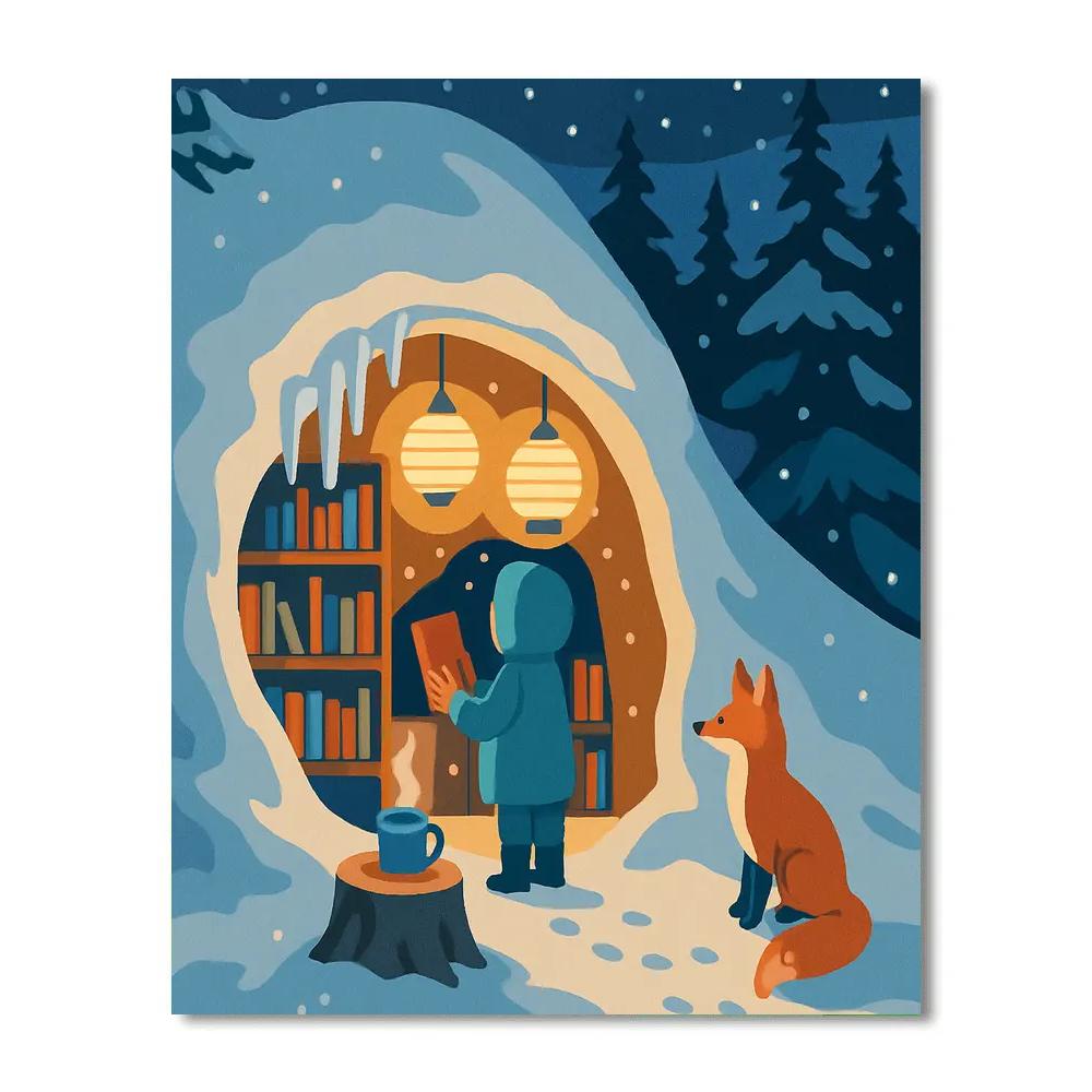 Lantern Library Winter Alcove paint by number