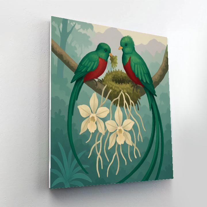 Glasswing Nesting Birds At The Orchid Canopy DIY paint by numbers
