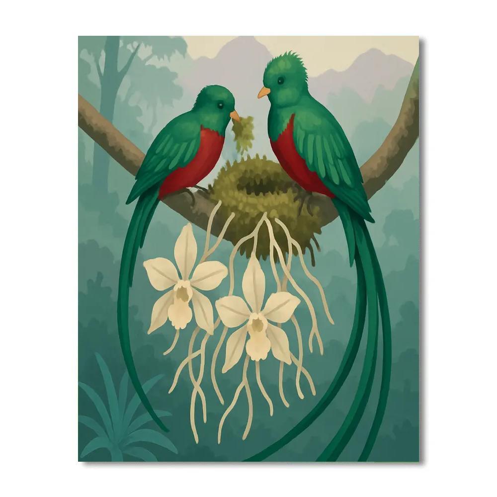 Glasswing Nesting Birds At The Orchid Canopy DIY paint by numbers