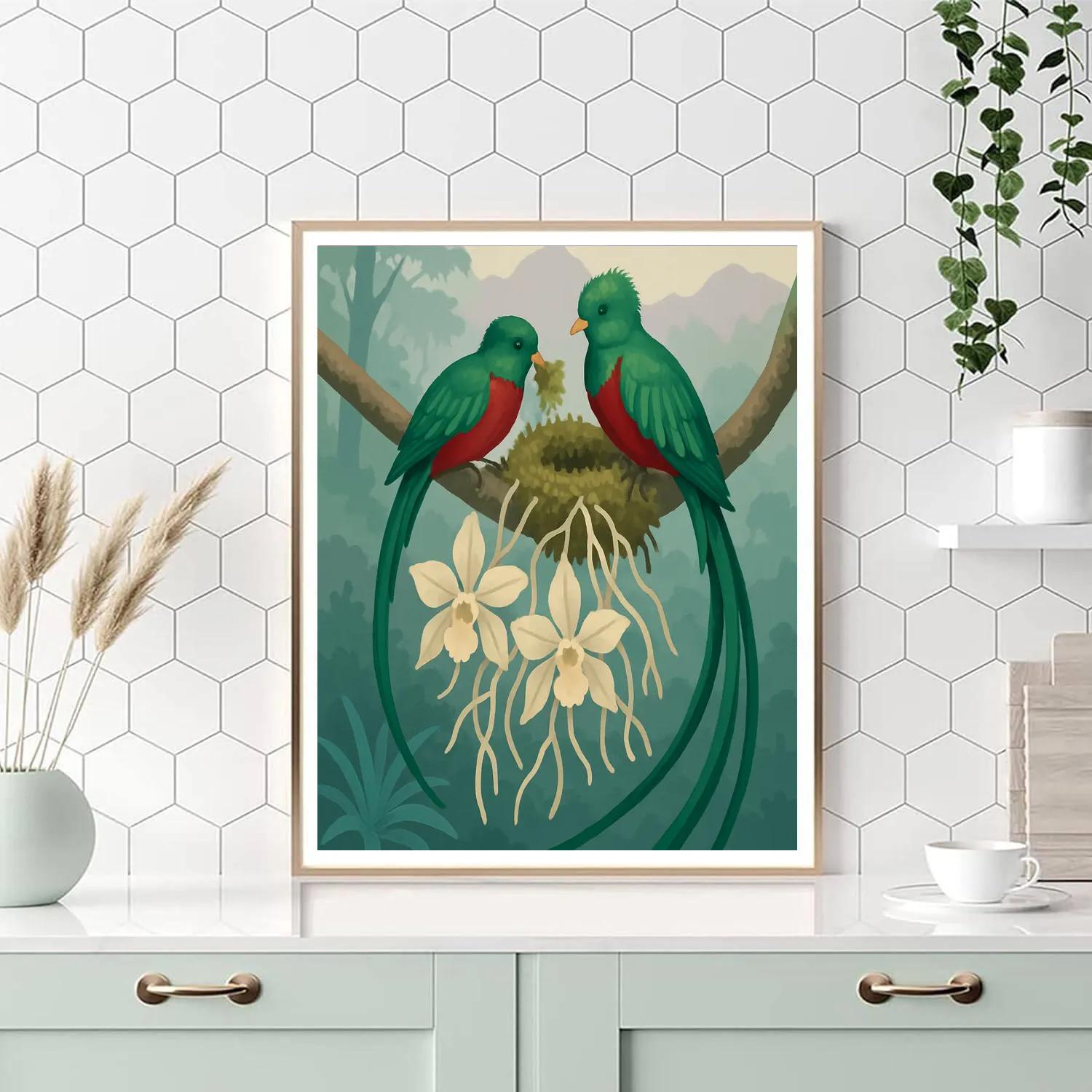 Glasswing Nesting Birds At The Orchid Canopy DIY paint by numbers