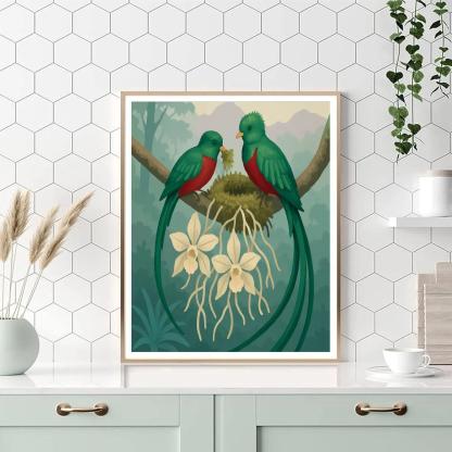 Glasswing Nesting Birds At The Orchid Canopy DIY paint by numbers