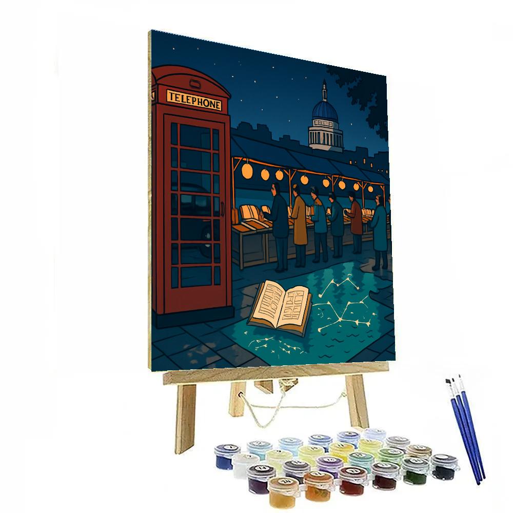 Midnight Bookstalls Along The Thames In London Paint by numbers kits