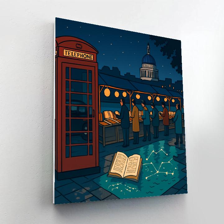 Midnight Bookstalls Along The Thames In London Paint by numbers kits