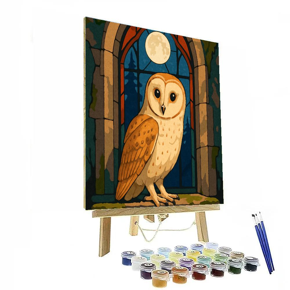 Cathedral Window Owl Vigil paint by number