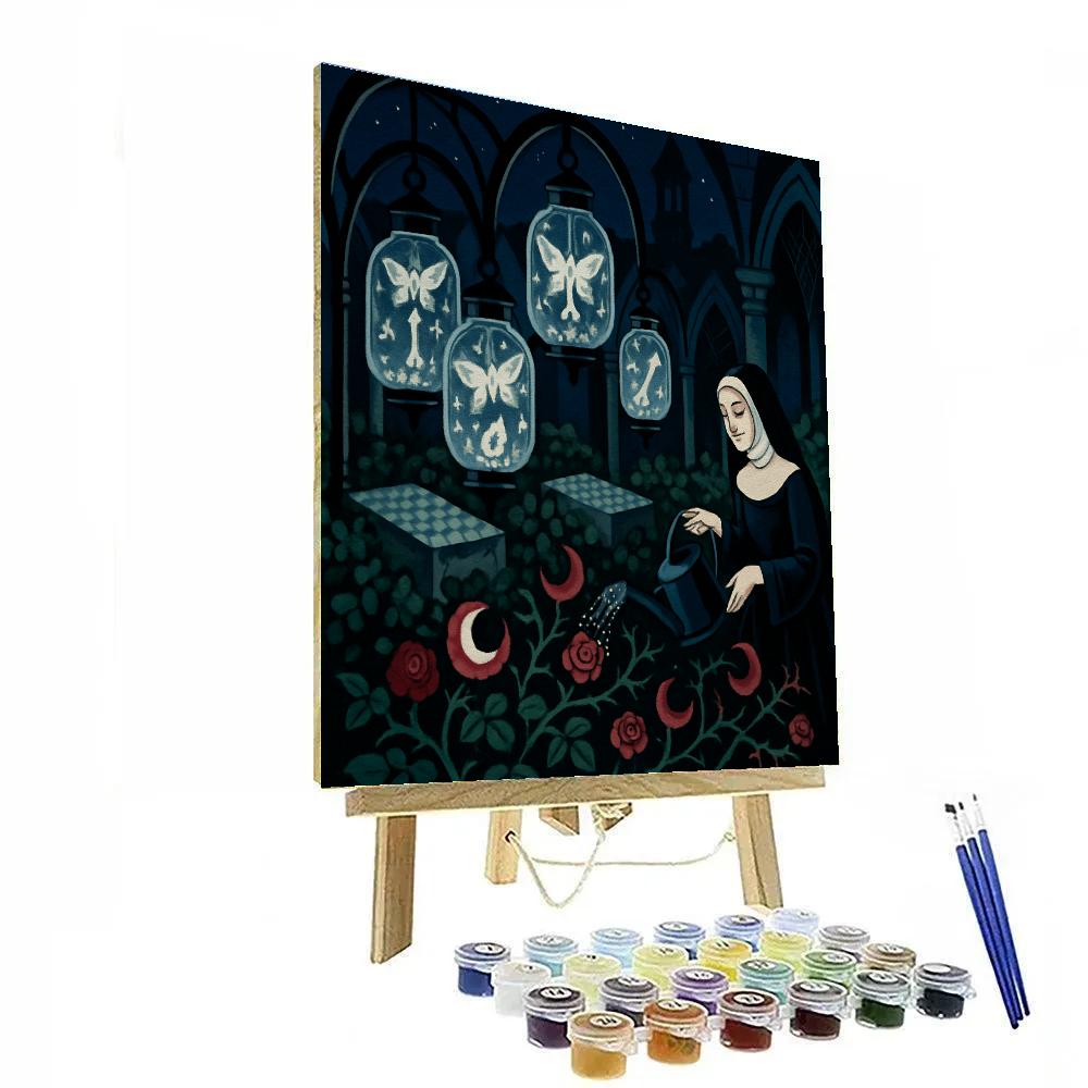 Moonlit Reliquary Garden Gothic Number painting