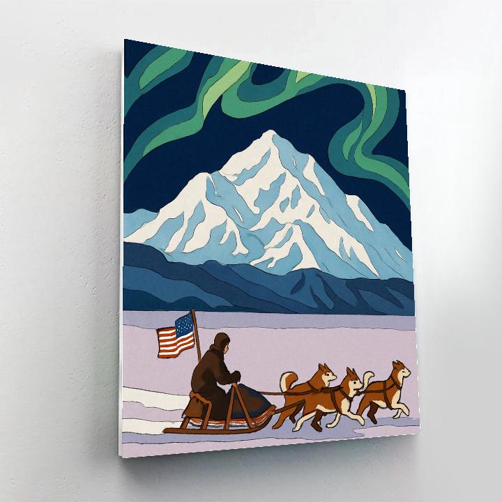 USA Aurora Run Over Denali Paint by numbers art
