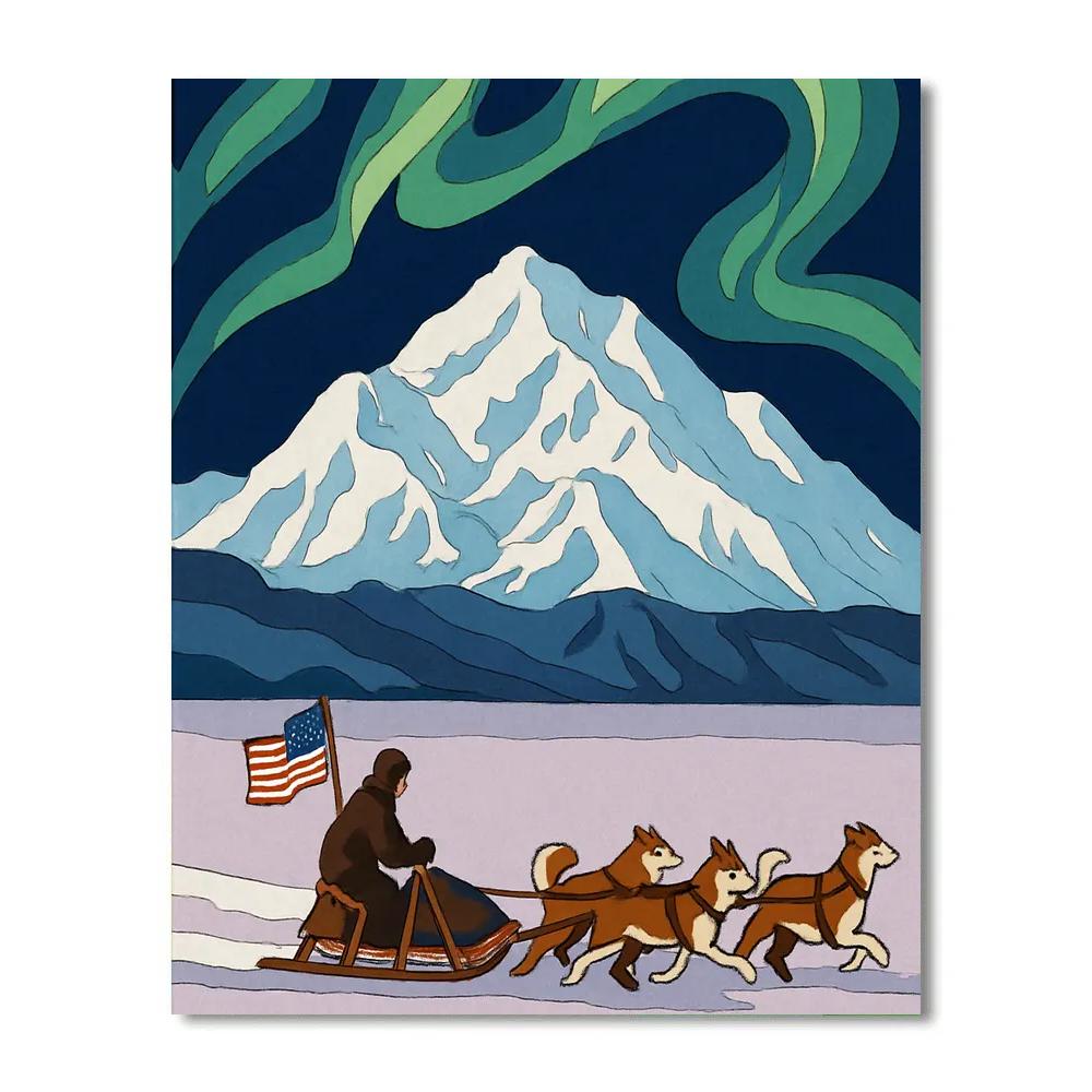USA Aurora Run Over Denali Paint by numbers art
