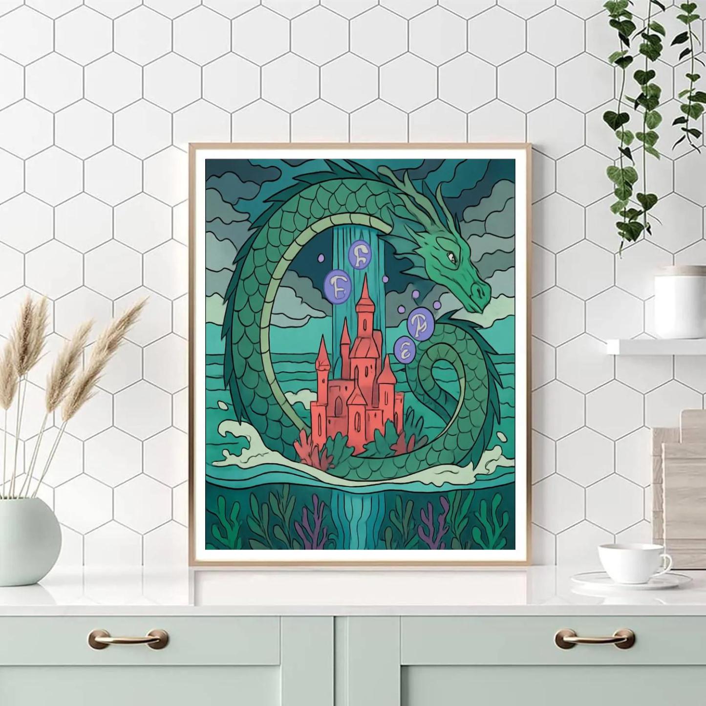 Fantasy Crafted Coral Citadel Of The Sea Dragon Painting by numbers kit
