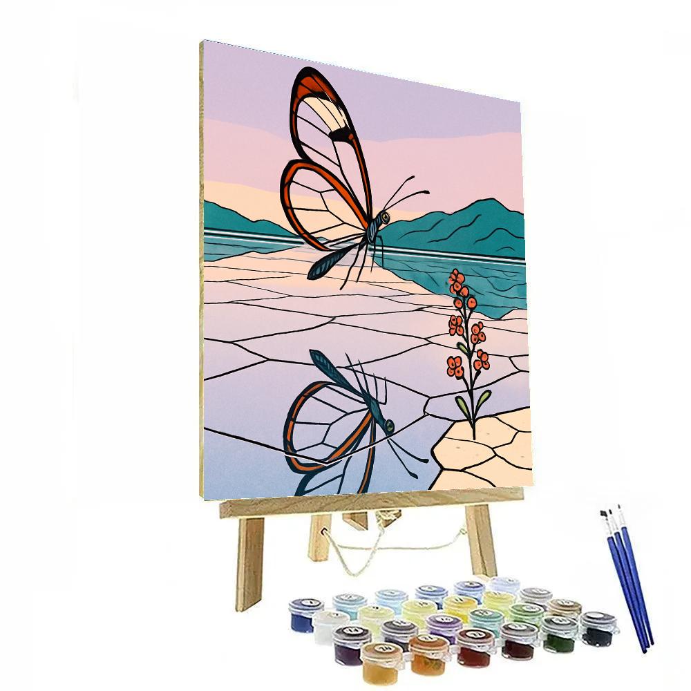 Glasswing Butterfly Over Mirror Salt Flats paint by numbers