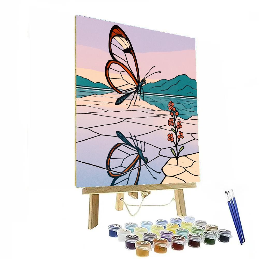Glasswing Butterfly Over Mirror Salt Flats paint by numbers