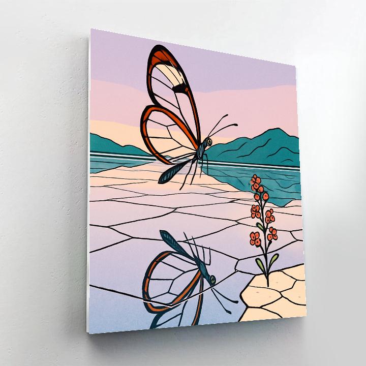Glasswing Butterfly Over Mirror Salt Flats paint by numbers