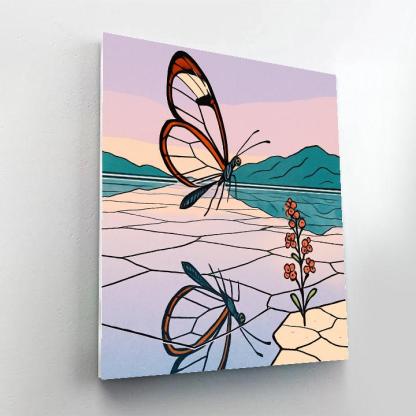 Glasswing Butterfly Over Mirror Salt Flats paint by numbers
