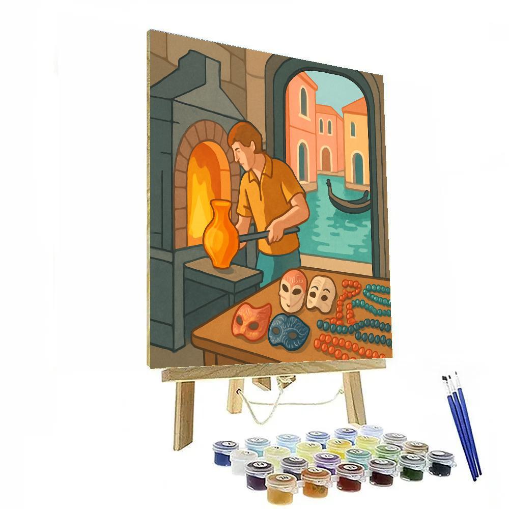 Glassmakers Workshop, Venice Crafted Light Number painting