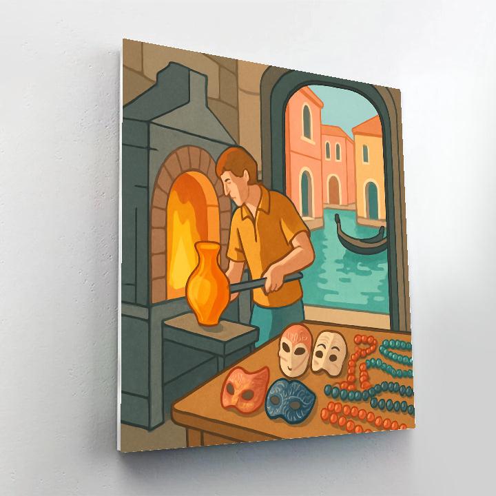 Glassmakers Workshop, Venice Crafted Light Number painting