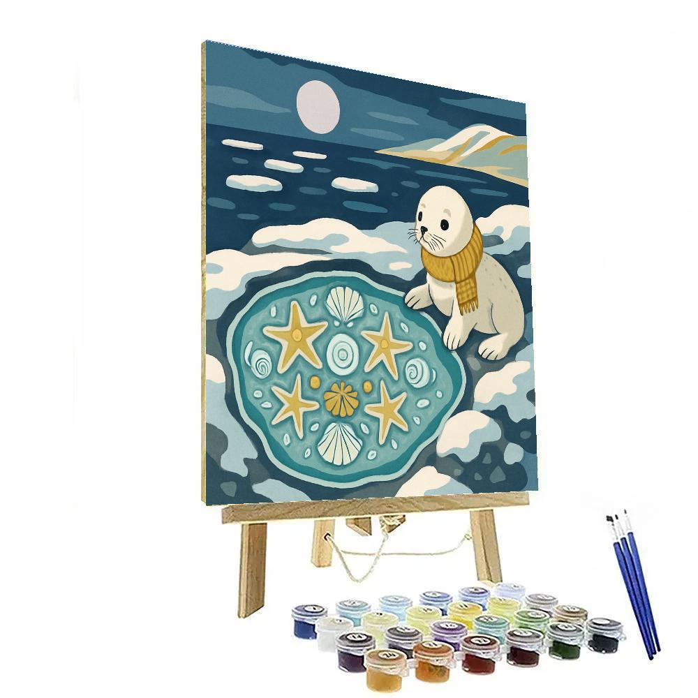 Frozen Tidepool With Winter Moonlight paint by numbers