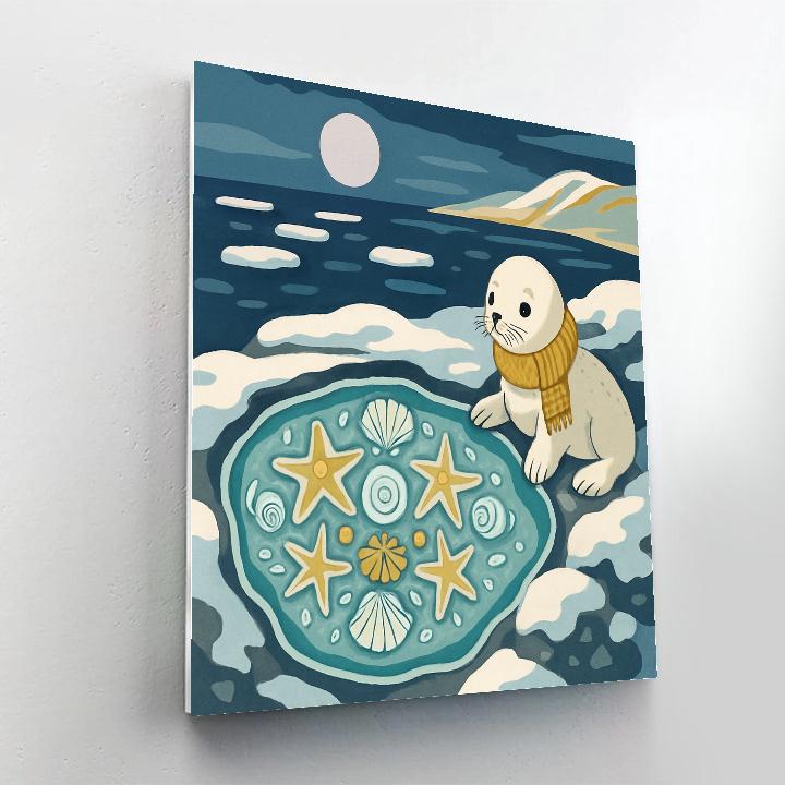 Frozen Tidepool With Winter Moonlight paint by numbers