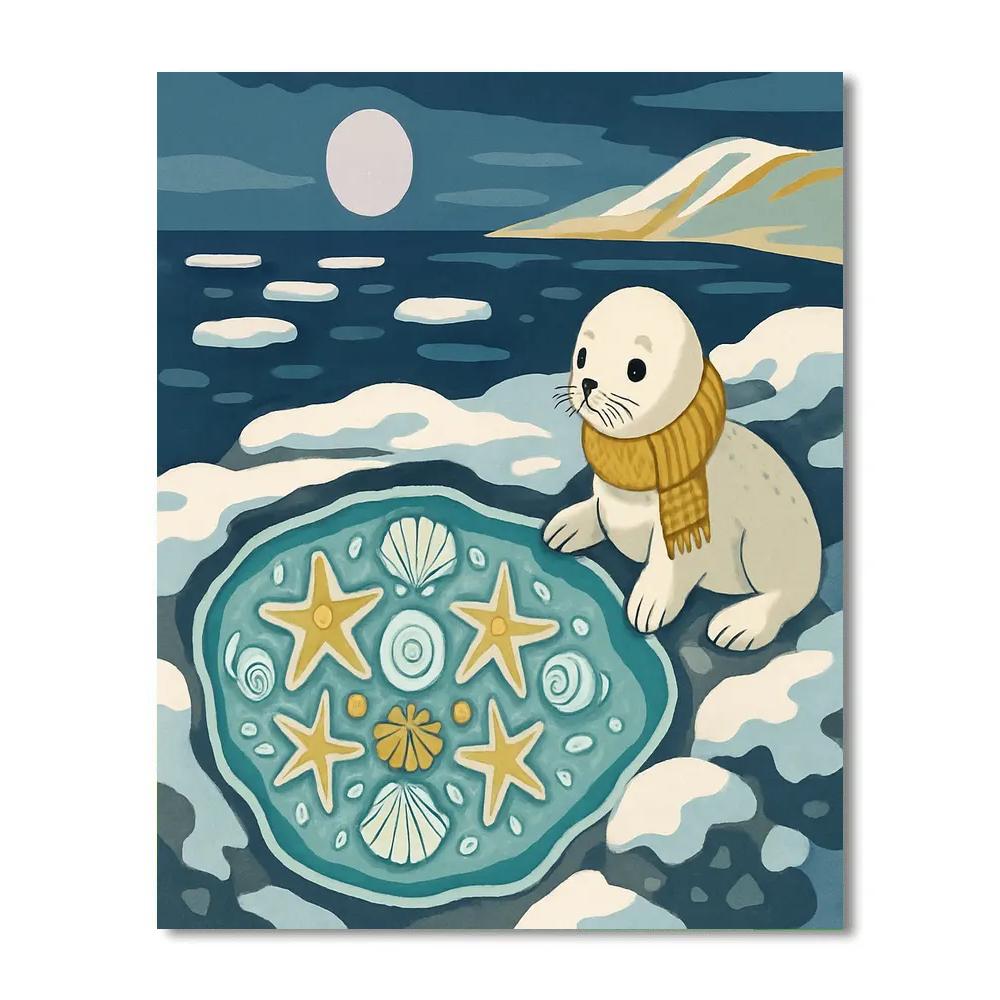 Frozen Tidepool With Winter Moonlight paint by numbers