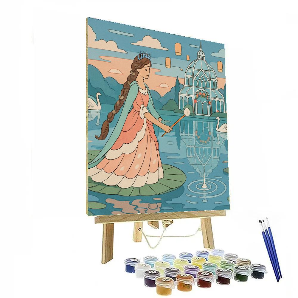 Mirrored Lake Garden With Princess Number painting