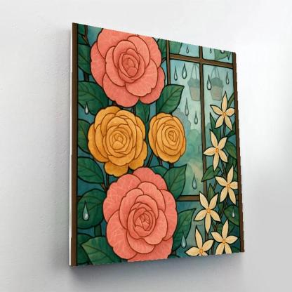 Glasshouse Rainfall, Floral Mosaic paint by numbers