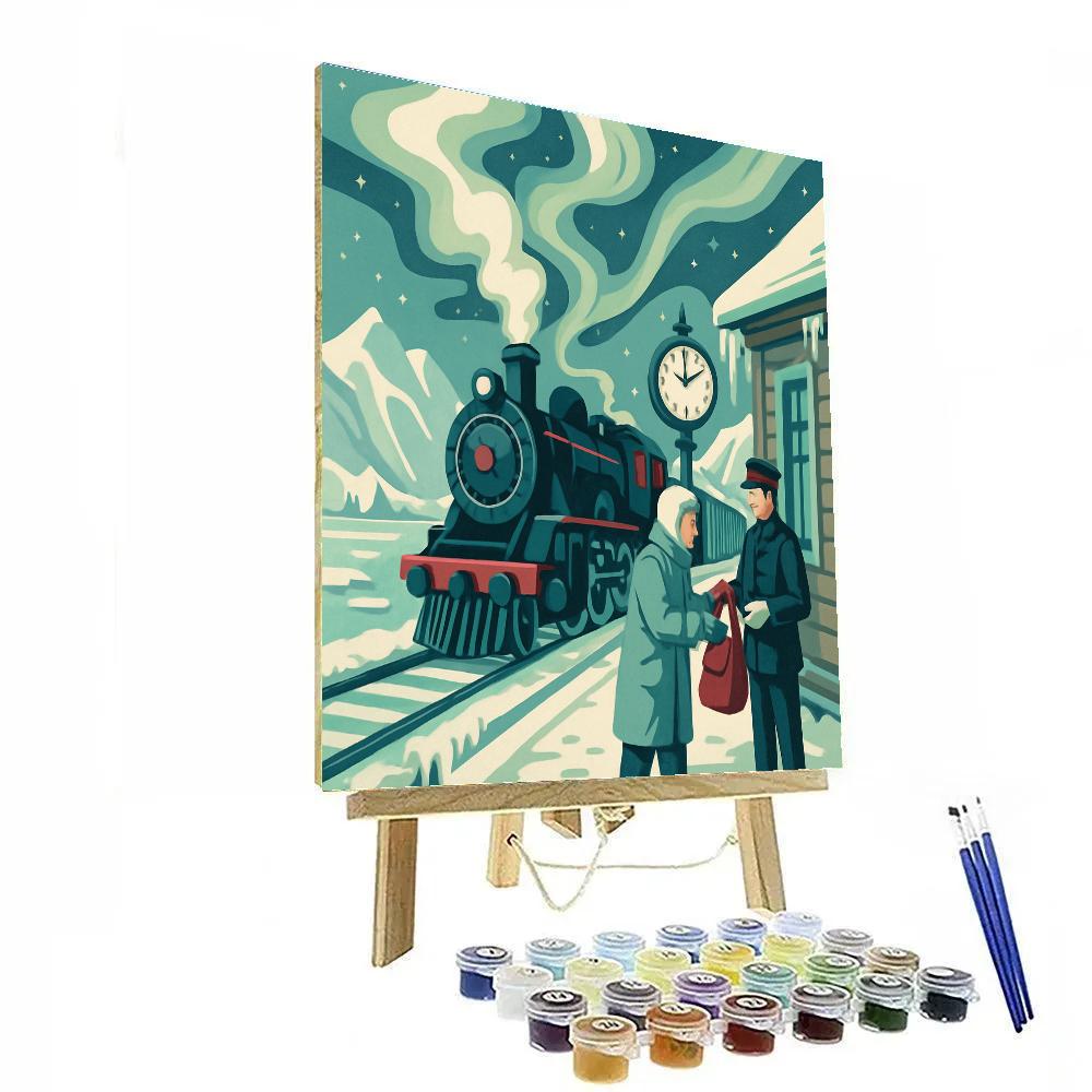 Polar Mail Exchange With Train Painting by numbers kit