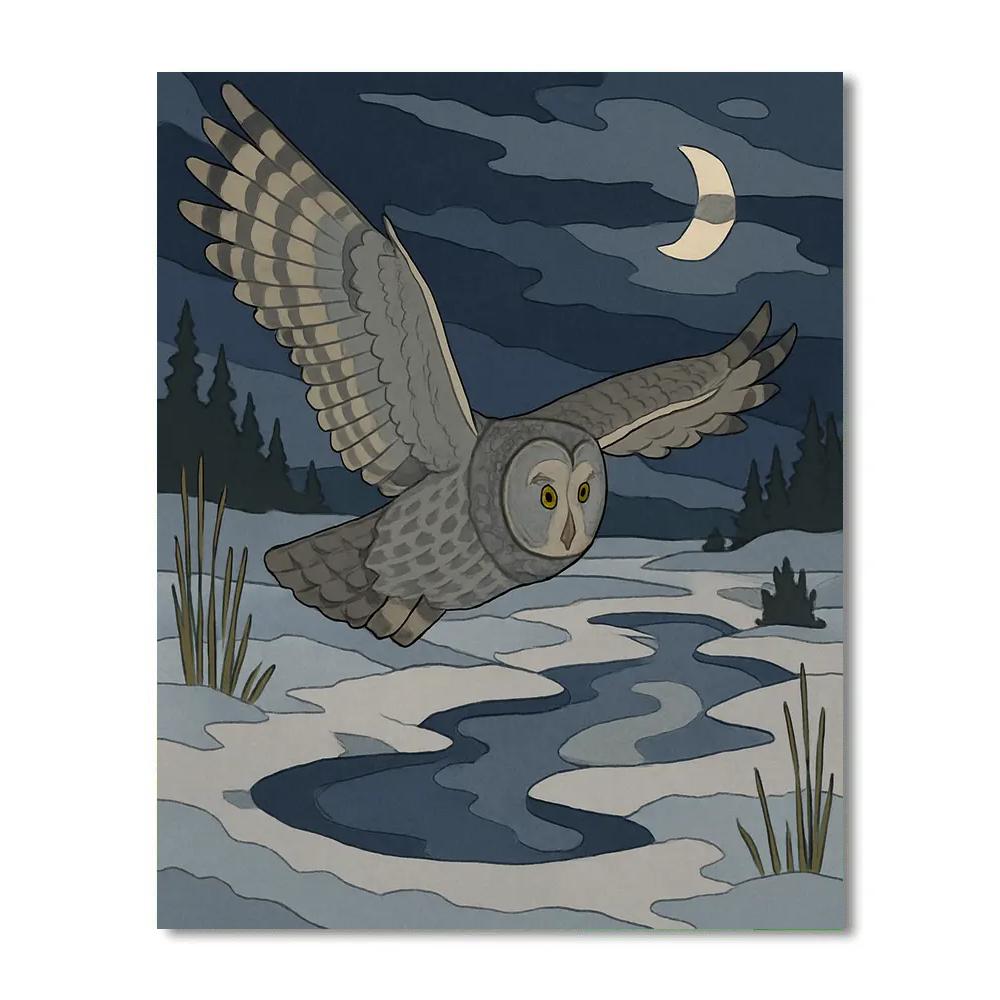 Silent Flight In Owl Moonlit Thermals Paint by numbers kits