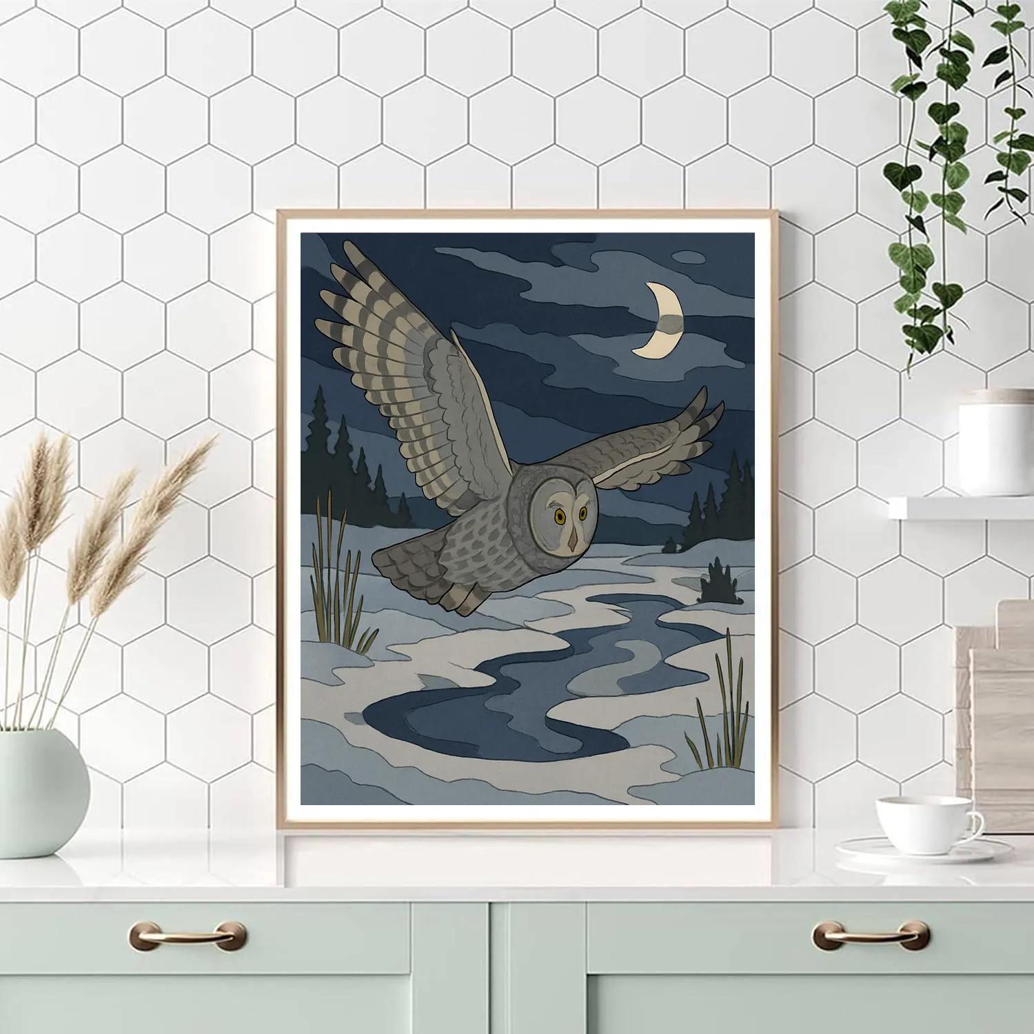 Silent Flight In Owl Moonlit Thermals Paint by numbers kits