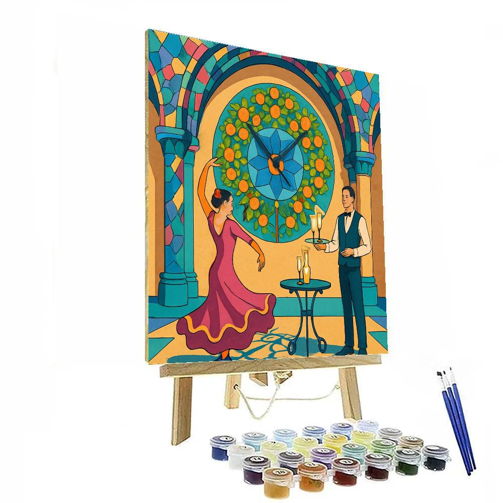 Gaudi Inspired Spain Courtyard Clockwork Garden paint by number