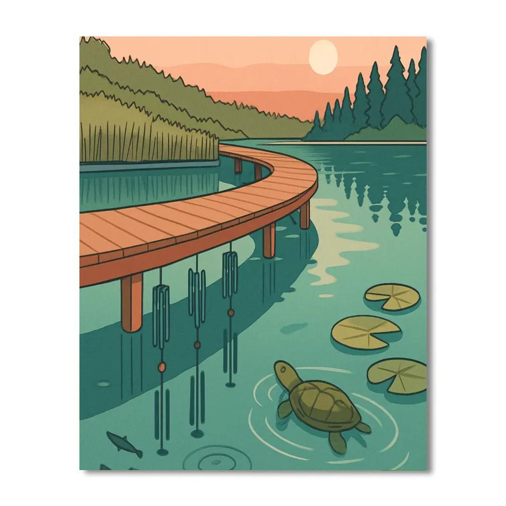 Wind Chimes Over The Lakeboardwalk Numbered painting kits