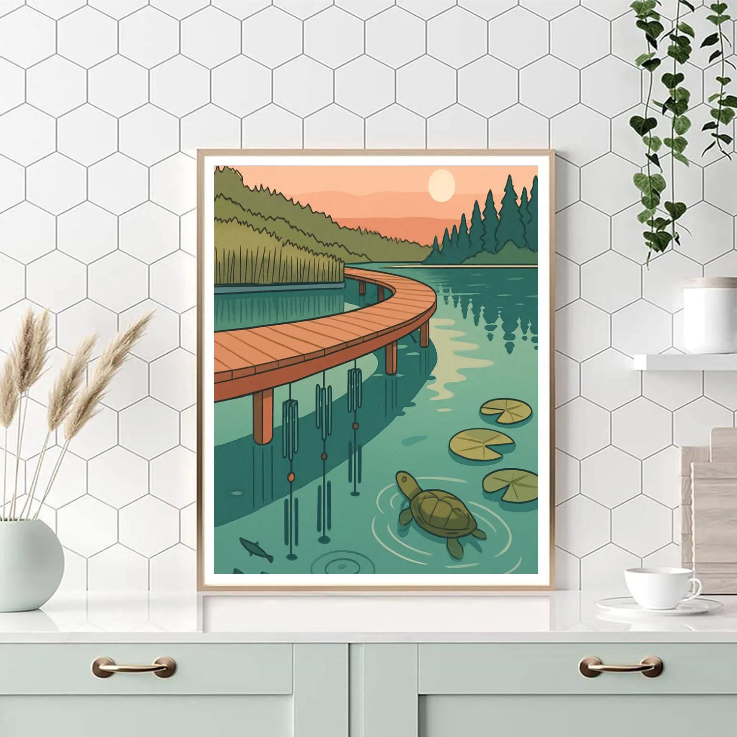 Wind Chimes Over The Lakeboardwalk Numbered painting kits