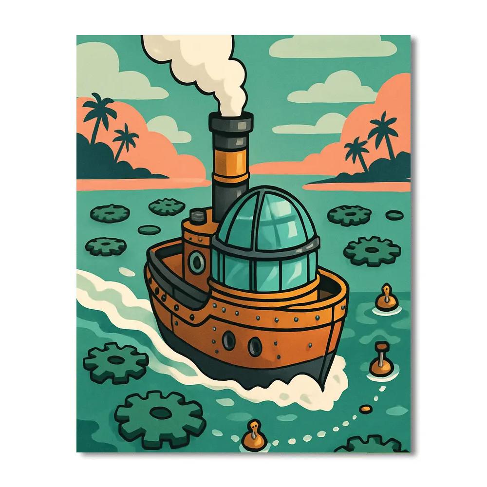 Clockwork Lagoon Ship paint by numbers